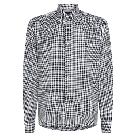 Tommy Hilfiger Double Pocket Regular Fit Gingham Shirt in Black and White Size M - Picture 1 of 11